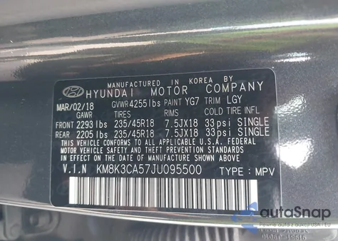 2018 Hyundai Kona Limited from USA, damaged, VIN KM8K3CA57JU095500